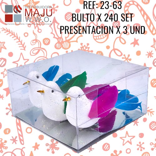 23-63 Pajaros Colores Pequeños Con Gacho X3Pcs 12X