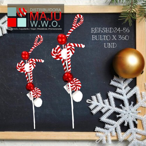 Pin Navideño Bastones Con Bolas 60Cm