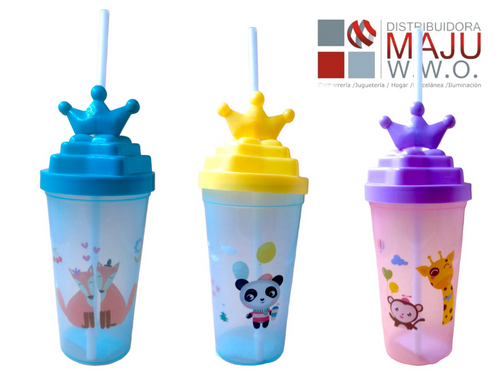 Vaso Con Pitillo De 600Ml Estampados Varios
