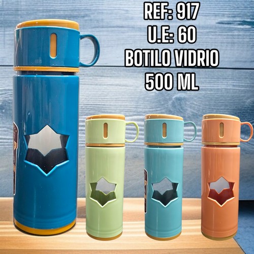 Botilo De Vidrio Recubierto Tapapocillo Colore