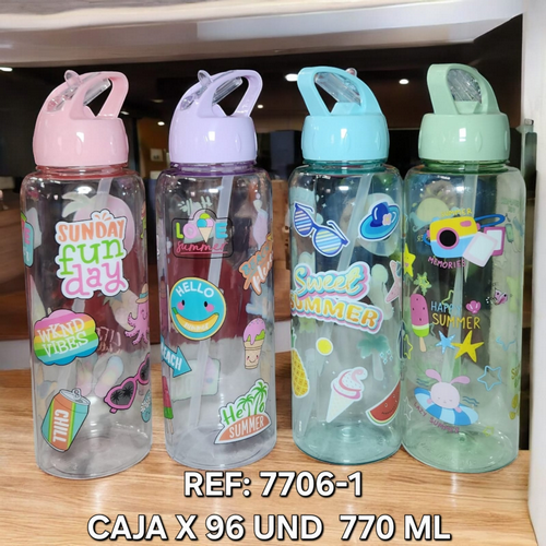 Botilo 770 Ml Redondo Tematica Sticker Vaca