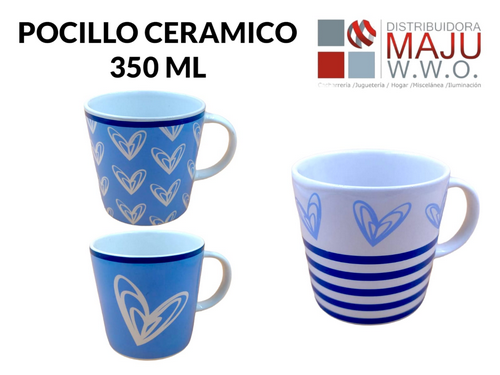 Pocillo Ceramico De 350Ml Y 300G Colores Frio