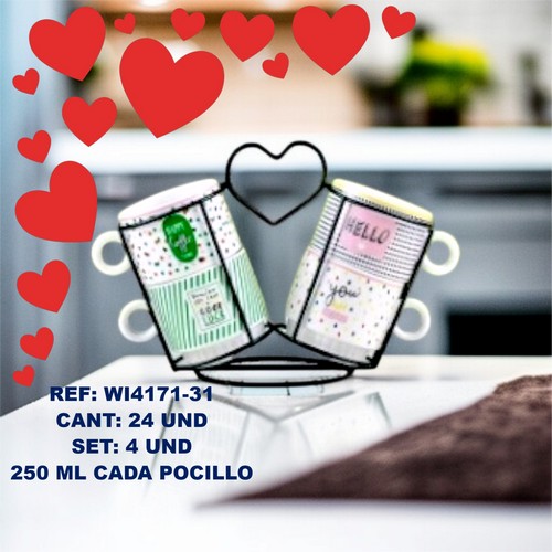 Wi4171-31 Set De Pocillo Corazon X 4 Und