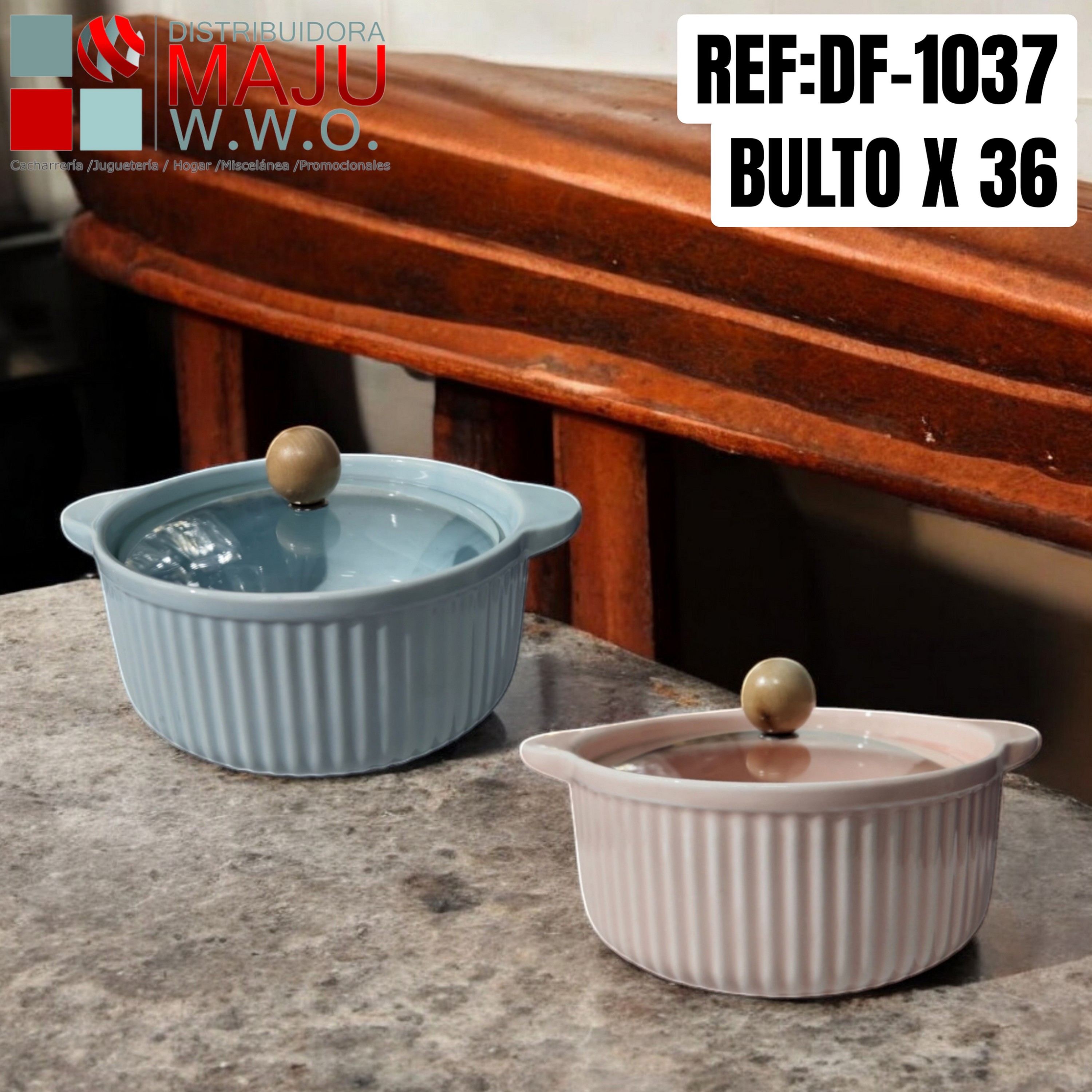 Olla Ceramica Con Tapa En Vidrio Colores V