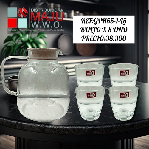 Jarra Con Vasos De 1750 Ml / 350 Ml Red