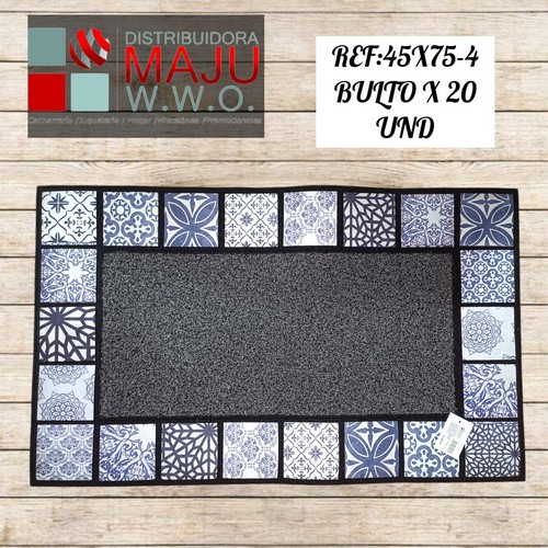 Tapete Grueso Diseño Baldosas Blanco Gris