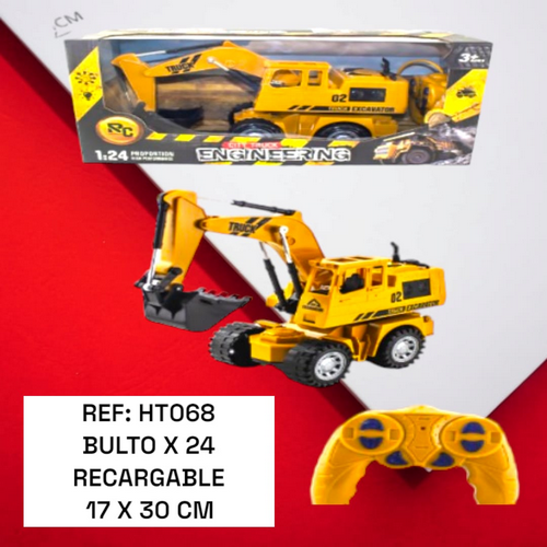Carro Para Niños Retro Excavadora A Control