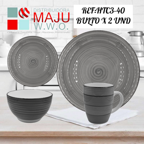 Vajilla De 16Pcs Gris (Pocillo, Sopero, Se