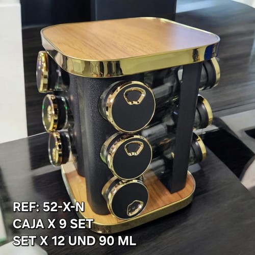 Condimentero Para Cocina X12 Und Negro Con