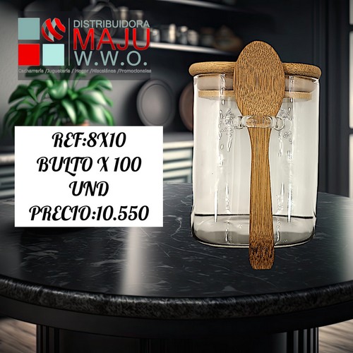 Recipiente En Vidrio Rectangular Con Cuchara