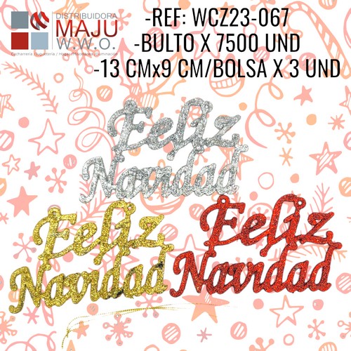 Wcz23-067 Mensaje Nivideño Escarchado X2Pcs 13X9Cm