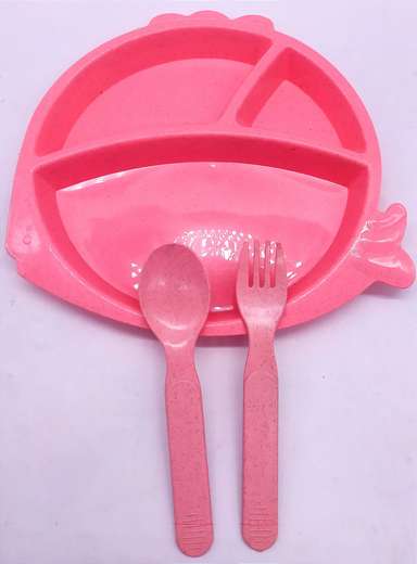 Plato Con Cubiertos Para Niñ@S Forma Pescad
