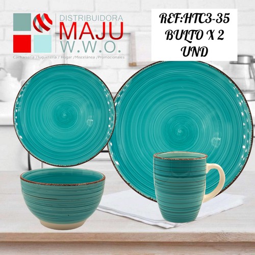 Vajilla De 16Pcs Azul Turquesa (Pocillo, S
