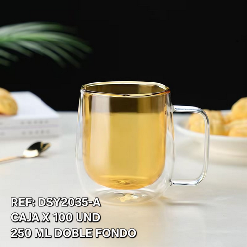 Vaso Doble Fondo Con Oreja 250Ml Amarill