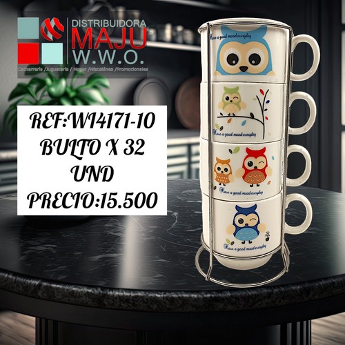 Setde Pocillo X 4 Buho 200Ml