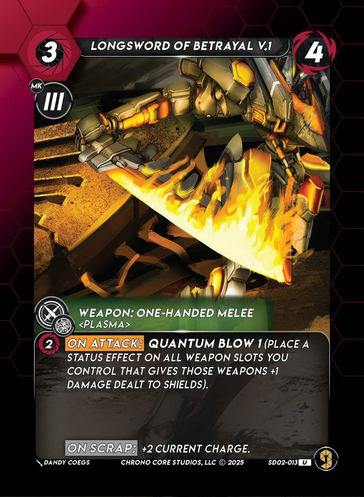 Longsword Of Betrayal V.1 &mdash; Chrono Core TCG card