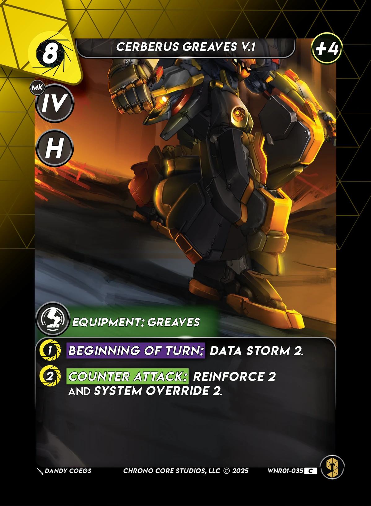 Cerberus Greaves V.1 &mdash; Chrono Core TCG card