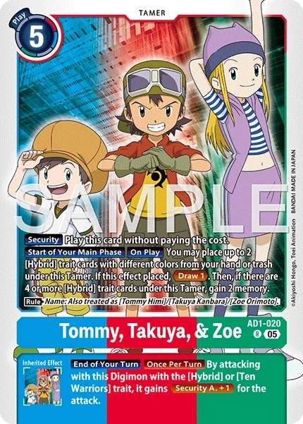 Tommy, Takuya, & Zoe &mdash; Digimon Card Game card