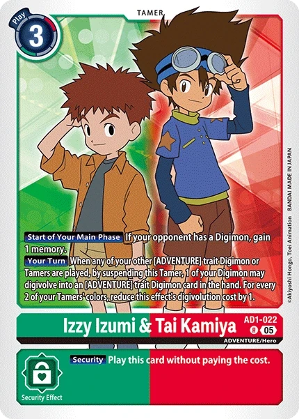 Izzy Izumi & Tai Kamiya &mdash; Digimon Card Game card