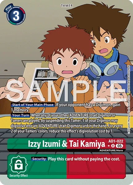 Izzy Izumi & Tai Kamiya &mdash; Digimon Card Game card