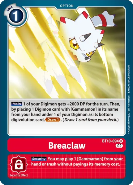 Breaclaw &mdash; Digimon Card Game card