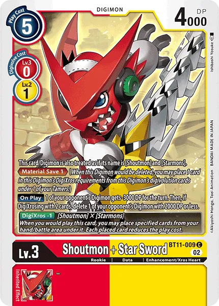 Shoutmon + Star Sword &mdash; Digimon Card Game card