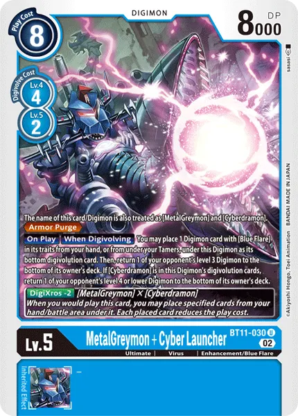 MetalGreymon + Cyber Launcher &mdash; Digimon Card Game card