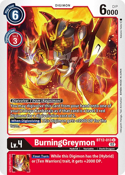 BurningGreymon &mdash; Digimon Card Game card