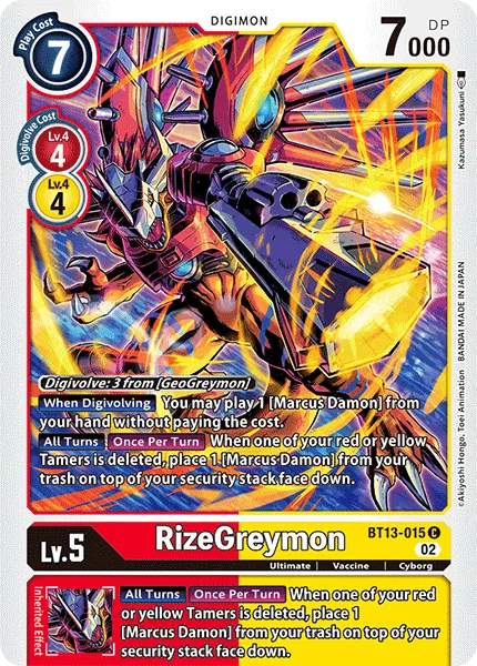 RizeGreymon &mdash; Digimon Card Game card
