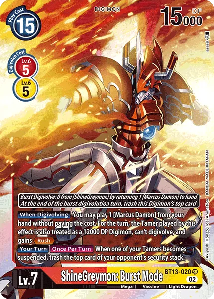 ShineGreymon: Burst Mode &mdash; Digimon Card Game card