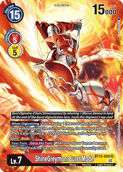 ShineGreymon: Burst Mode &mdash; Digimon Card Game card