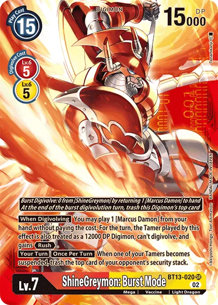 ShineGreymon: Burst Mode &mdash; Digimon Card Game card