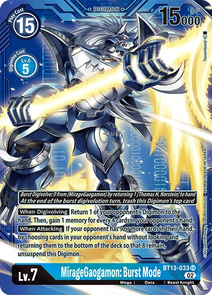 MirageGaogamon: Burst Mode &mdash; Digimon Card Game card