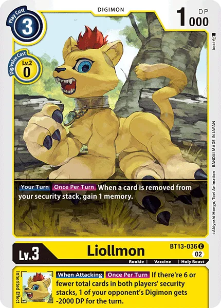 Liollmon &mdash; Digimon Card Game card