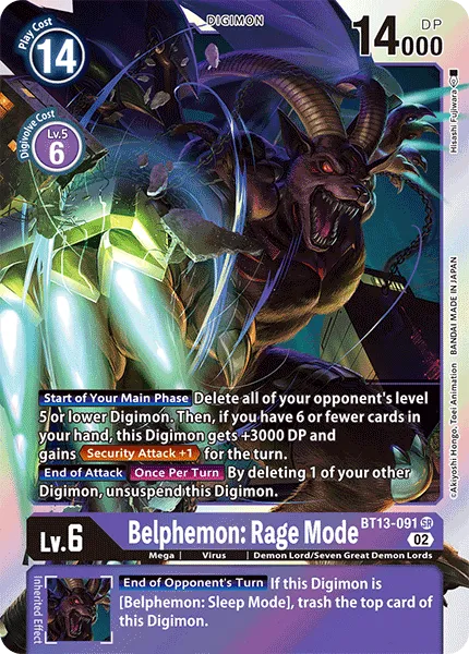 Belphemon: Rage Mode &mdash; Digimon Card Game card