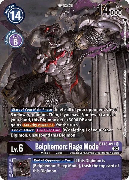 Belphemon: Rage Mode &mdash; Digimon Card Game card