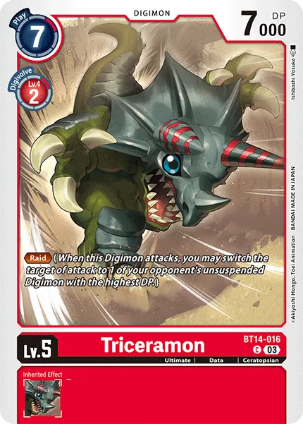 Triceramon &mdash; Digimon Card Game card