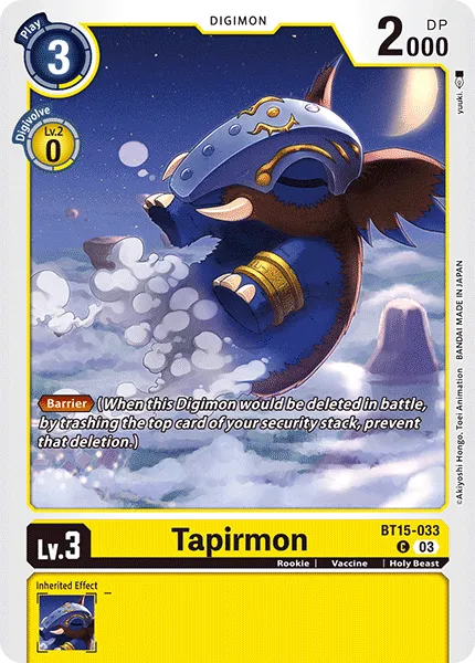 Tapirmon &mdash; Digimon Card Game card