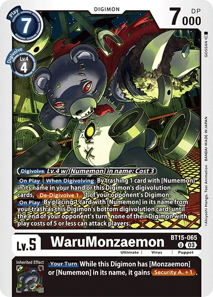WaruMonzaemon &mdash; Digimon Card Game card