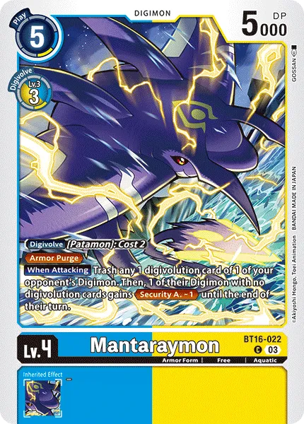 Mantaraymon &mdash; Digimon Card Game card