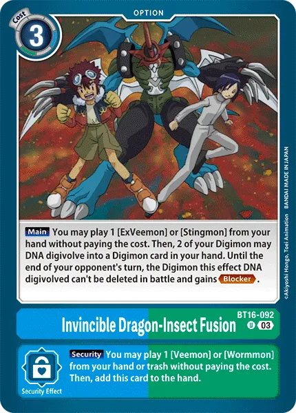 Invincible Dragon-Insect Fusion &mdash; Digimon Card Game card
