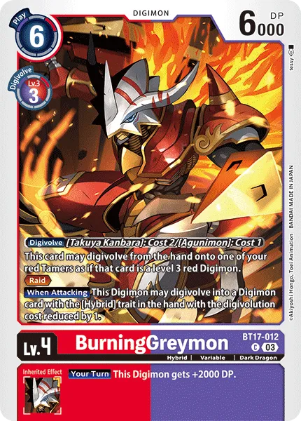 BurningGreymon &mdash; Digimon Card Game card