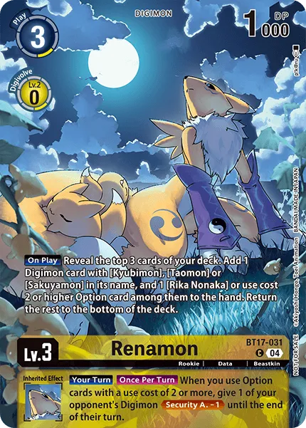 Renamon &mdash; Digimon Card Game card