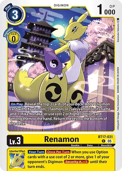 Renamon &mdash; Digimon Card Game card