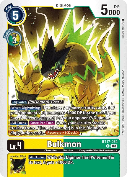 Bulkmon &mdash; Digimon Card Game card