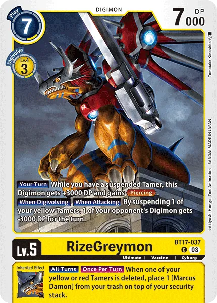 RizeGreymon &mdash; Digimon Card Game card