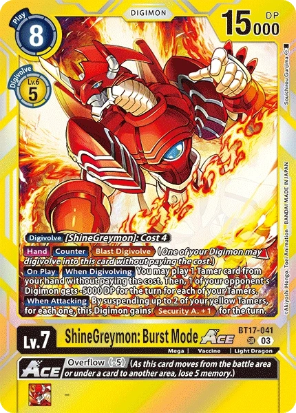 ShineGreymon: Burst Mode ACE &mdash; Digimon Card Game card