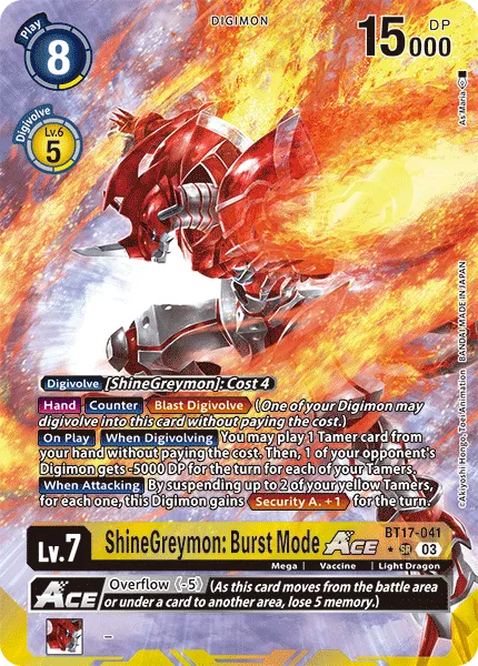 ShineGreymon: Burst Mode ACE &mdash; Digimon Card Game card