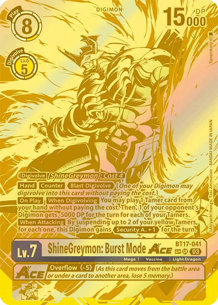 ShineGreymon: Burst Mode ACE &mdash; Digimon Card Game card