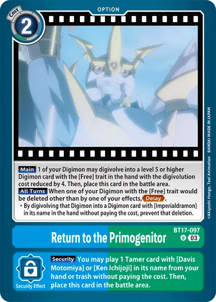 Return to the Primogenitor &mdash; Digimon Card Game card